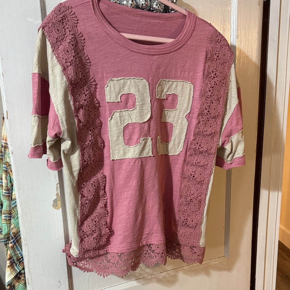 Pink Lace Number 23 Short Sleeve Tee